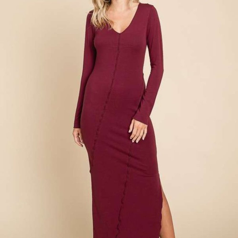 Vneck Seamed Maxi Dress